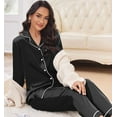 thumbnail image 2 of Avidlove Silk Satin Pajamas Women's Long Sleeve Sleepwear Soft Button Down Pj Set 2 Piece Loungewear S-XXL, 2 of 6