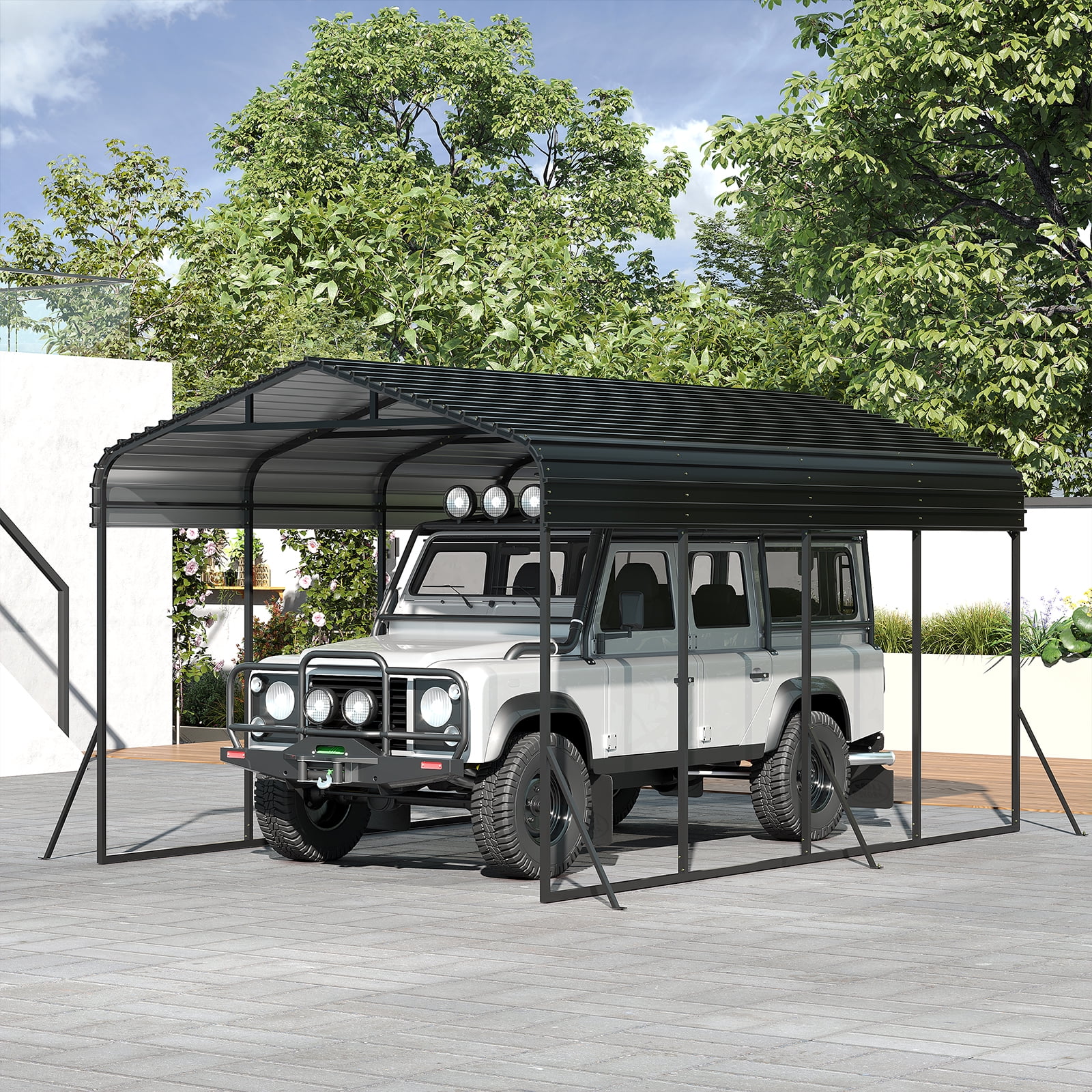 20x12ft Metal Carport, Heavy Duty Carport with Steel Panels, All-Weather & Snow Load Protection Canopy for Car, Boat, Truck Shelter