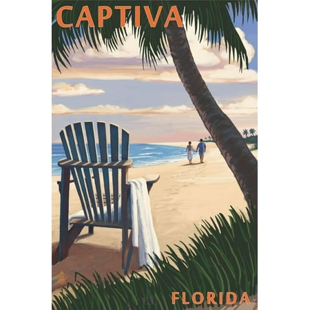 Adirondack Apples - Captiva, Florida - Adirondack Chair on the Beach Print Wall Art By Lantern Press