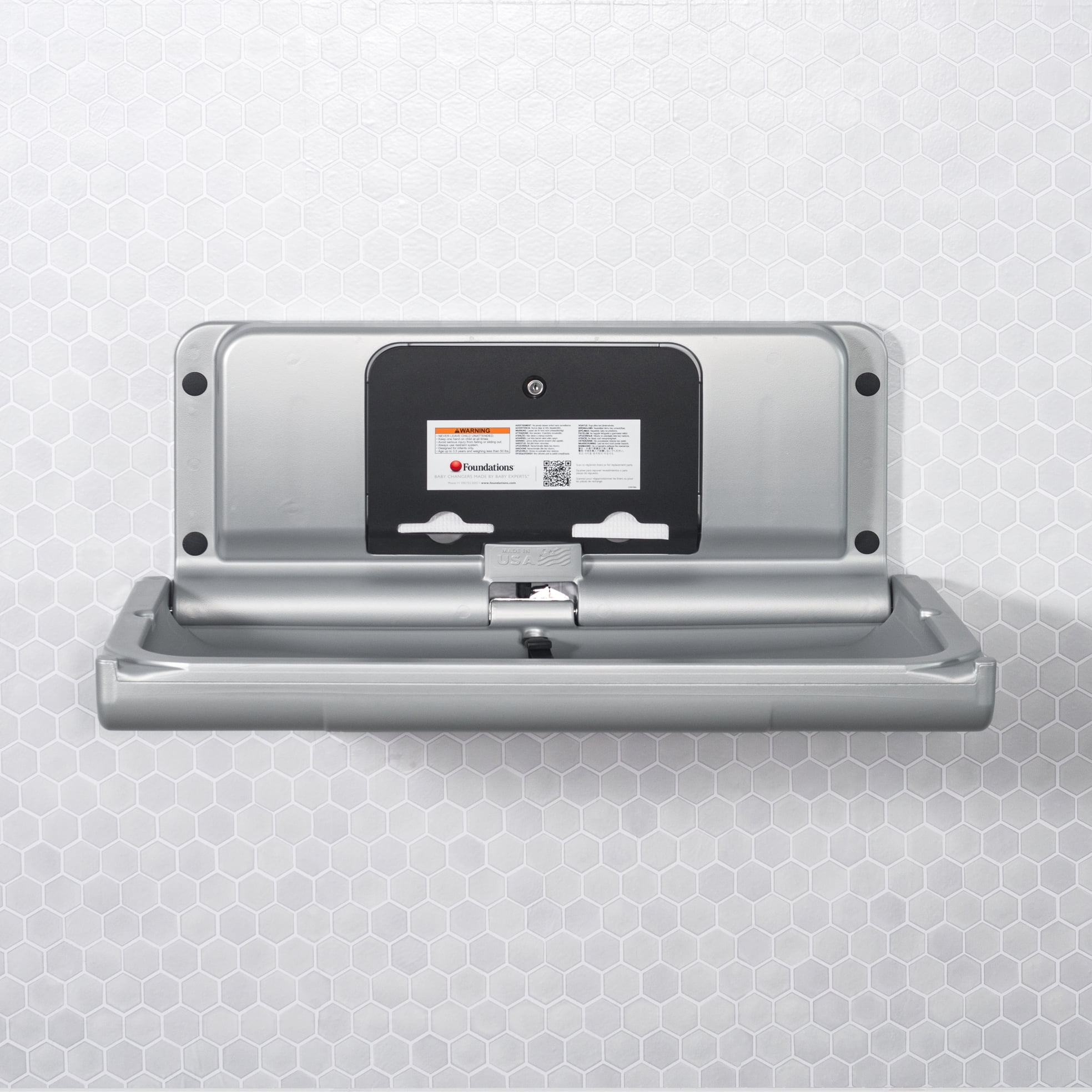 Foundations Ultra Horizontal Baby Changing Station, EZ Mount Backer Plate Included,Silver (200-EH-04)