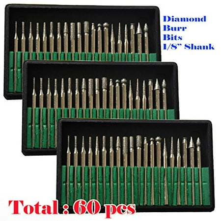 - Tm 60 Pcs Diamond Burr Bits Drill Glass Gemstone Metal for Dremel Craftsman Rotary Tool 1/8