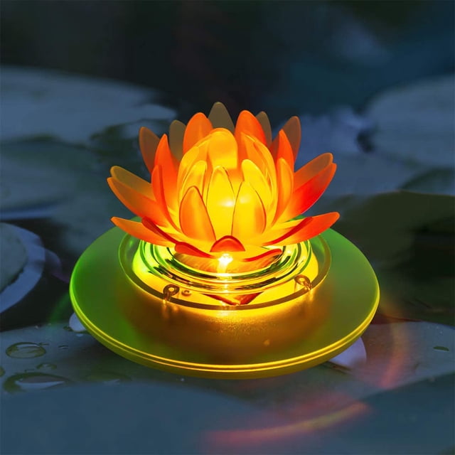 Luces solares para estanque, impermeables, LED RGB, luces flotantes solares para piscina, estanque, luces nocturnas flotantes, decoraciones (1 Uds. De loto) Adepaton HMHZ634-1