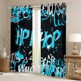 thumbnail image 2 of Feelyou Hip Hop Music Black Out Curtains for Child, Black Blue Graffiti Curtains Pack of 2 (42x63 Each), Street Artwork Bedroom Curtains, Blackout Curtains Bedroom Decor, 2 of 6