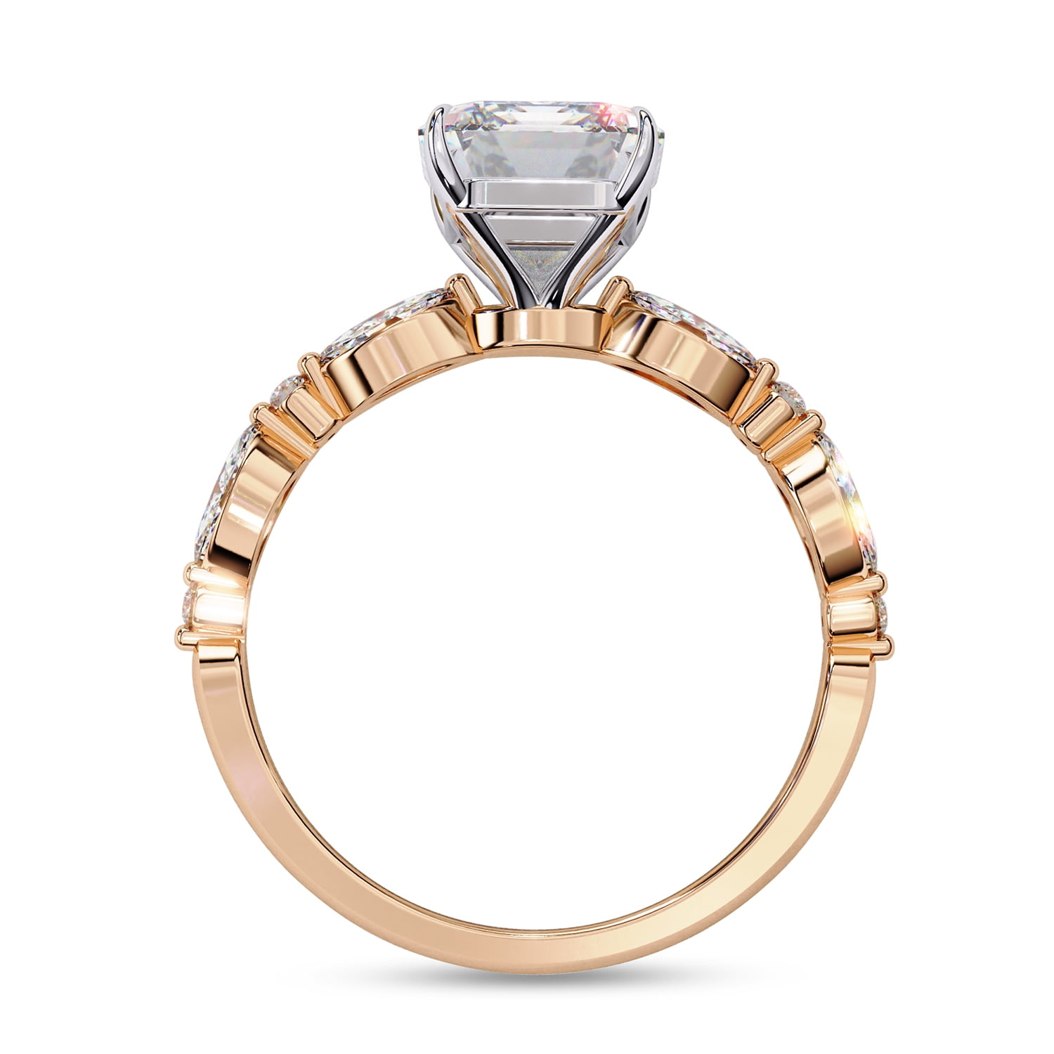 Solitaire Engagement Rings For Women | Center 8.5x6.5mm Radiant Cut Lab Created Moissanite Promise Ring in Solid 14K Rose Gold Jewelry Gift for Her, Ring Size 9.5
