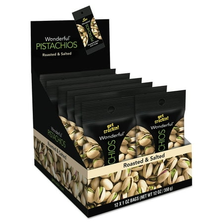 Salted California Pistachios - Paramount Farms Wonderful Pistachios, Roasted & Salted, 1 oz Pack, 12/Box