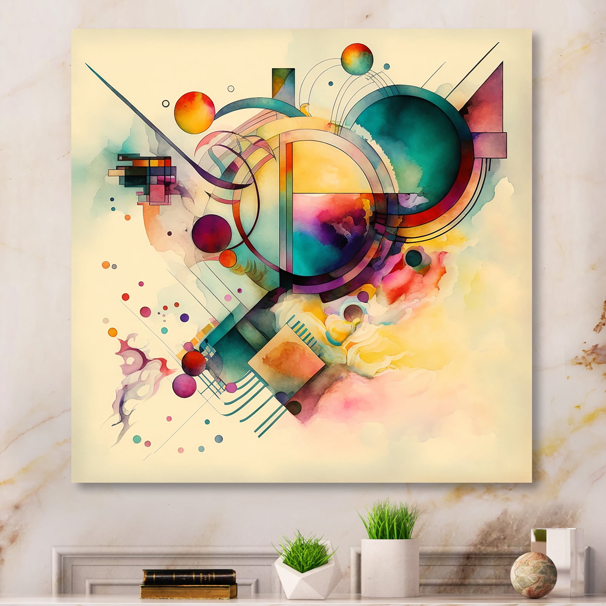 Designart Pastel Watercolor Art Deco II Canvas Wall Art