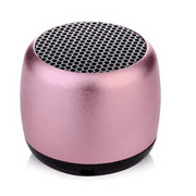 Mini Micro Speaker | Coin-Sized Portable Wireless Bluetooth 4.2 with Built-in Mic & Remote Shutter | Perfect Little Speaker for Home, Parties, Activities! Tiny Device, Rich Sound | Pink