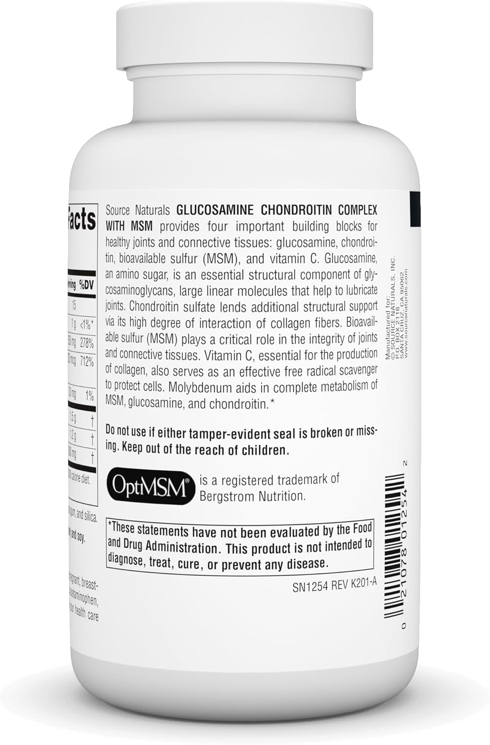 Source Naturals Glucosamine Chondroitin Complex With MSM, 120 Tablets