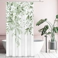 thumbnail image 2 of Green Eucalyptus Shower Curtain, Watercolor Leaves on The Top Plant with Floral Bathroom Decoration Shower Curtain Sets 72x72 Inch with Hooks, 2 of 6