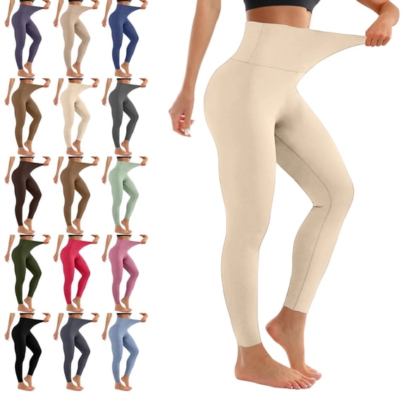 Workout Leggings for Women - High Waisted Yoga Pants Tummy Control Compression for Running White XL