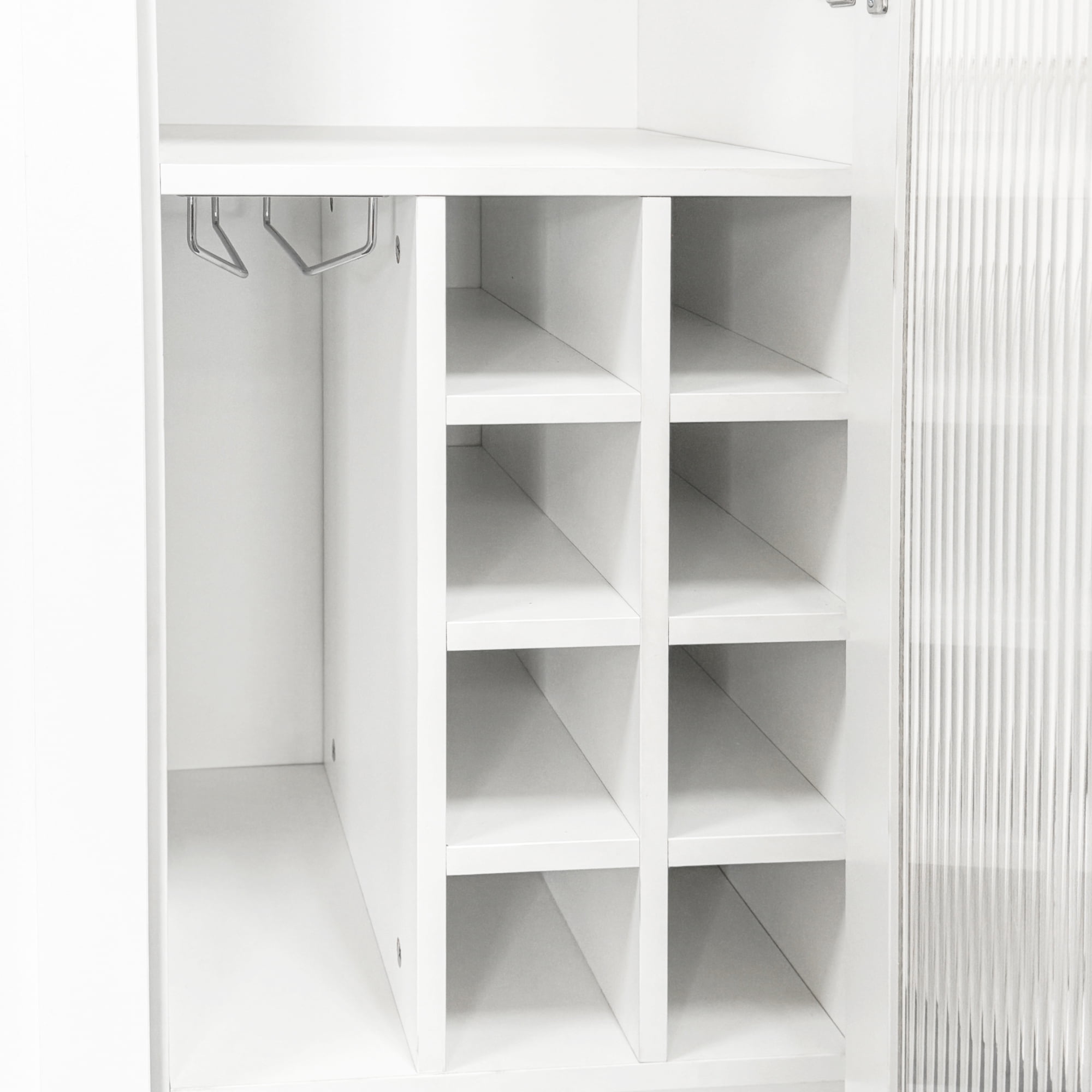Mintazer 70.87" Slim Farmhouse Kithen Pantry Cabinet with Pull-out Storage Shelves, Freestanding Kichen Cupboard with 2 Doors,Wine Organizer for Dining Room, Living Room, White