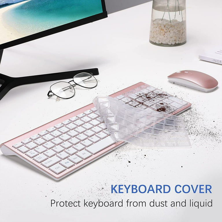 Wireless Keyboard and Mouse Ultra Slim Combo, TopMate 2.4G Silent Compact  USB 2400DPI Mouse and Scissor Switch Keyboard Set with Cover, 2 AA and 2  AAA