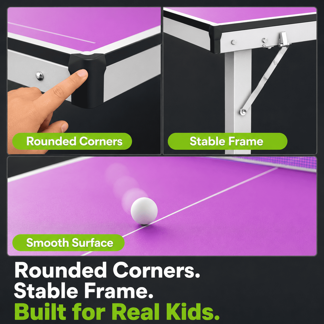 5FT Mini Ping Pong Table, Toy Sports Equipment for Kids Ages 6-10, SHINPT Foldable Outdoor Table Tennis Game Set with Net, Paddles & Balls, Portable Table Tennis Table for Indoor Family Fun
