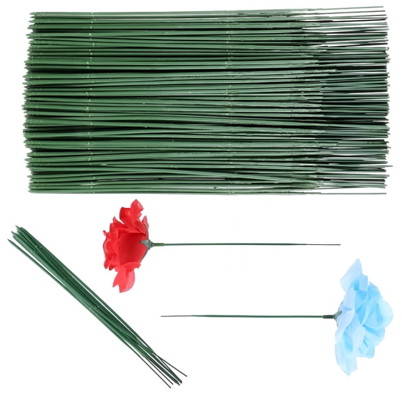 XIBUFE 100 Pcs Floral Stem Wire, Artificial Flower Rod Green Flower Stems Wire Crafting Floral Stem for Flower Arrangement Crafts Bouquets Wreath Making(6.7 inch/17 cm)