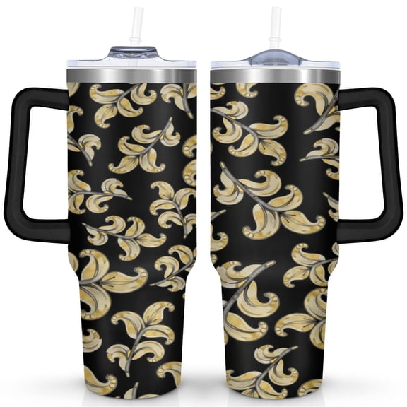 Paisley Design40 Oz Tumbler with Handle Lid and Straw, Stainless Steel Double Walled Vacuum Insulated Cup, Cute Anniversary Wedding Birthday Gifts Tumbler for Women Men Friends Outdoor Indoor