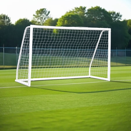 SuperDeal 8x5ft Soccer Goal Durable PVC Frame Soccer Net for Outdoor Backyard Training W/Carry Bag & Ground Stakes