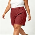 thumbnail image 5 of OGLCCG Plus Size Cotton Linen Shorts for Women Wide Leg Work Golf Shorts with Pockets Outdoor Active Summer Shorts for Women,Red, 5 of 6