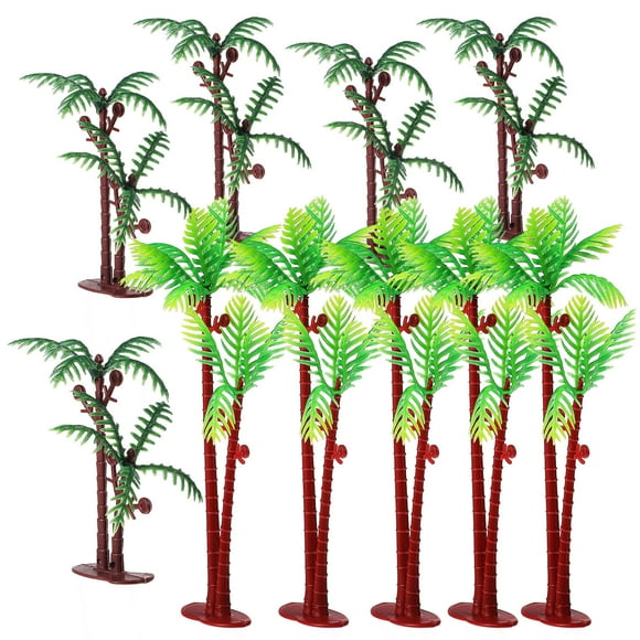 OULII 10pcs Coconut Palm Model Trees Table Decoration Farmhouse Style Indoor