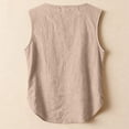 thumbnail image 4 of Qwertyu Women's Boho Tank Tops Cotton Linen Sleeveless Embroidered Henley V Neck Blouses Loose Fit Summer Beach Vacation Fashion 2026 Beige M, 4 of 6