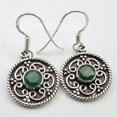 thumbnail image 2 of SilverStarJewel Genuine Green Onyx Gemstone Jaipur Jewelry !! 925 Pure Silver Earrings 3.3 CM, 2 of 3