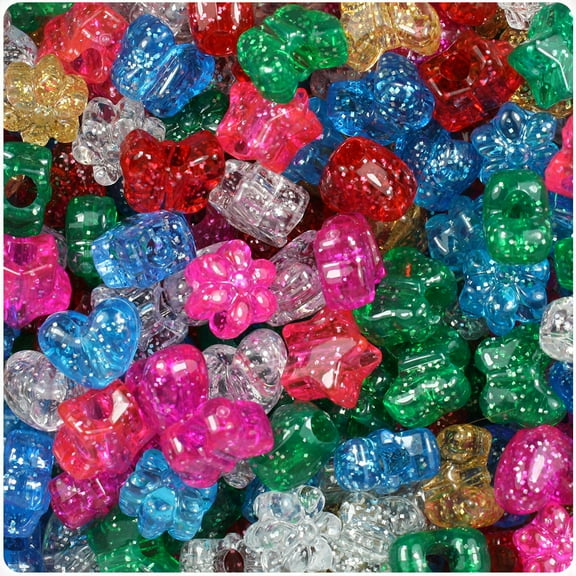 BeadTin Classic Mix Sparkle Small Shape Pony Beads (4oz)