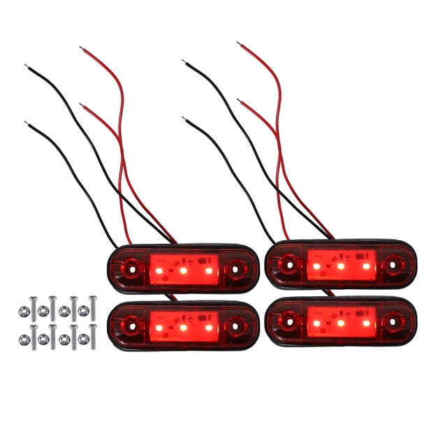 Unique Bargains Luz de marcador lateral delantera trasera 3 LED sellada para camión, caravana, furgoneta, camión, RV, plástico, rojo (juego de 4)