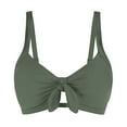 thumbnail image 2 of AHTJRT Women's Bikini Tops Tie Front Ruched Padded Wireless Spaghetti Straps Bathing Suit V Neck Full Coverage Bralettes Green M, 2 of 3