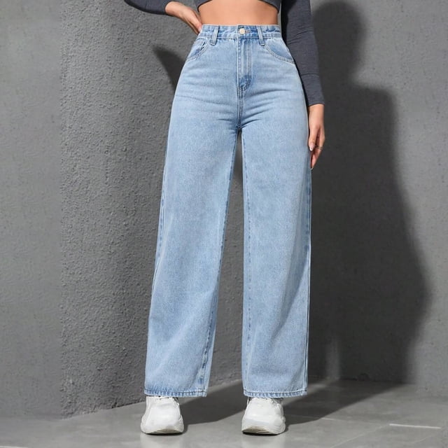 Karight Women's Wide Leg Jeans High Waisted Denim Pants Stretchy Casual Baggy Straight Leg Loose Fit Jeans for Women