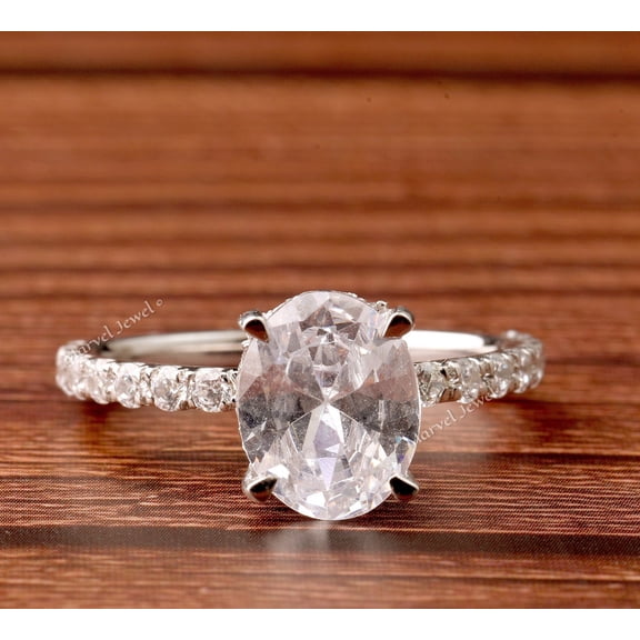 Oval Cut Diamond Engagement Ring, Hidden Halo Diamond Wedding Ring, Solitaire With Accents Diamond Ring, 925 Sterling Silver, 2.2 Ct Simulated Diamond, Proposal Ring