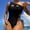 Black, variant on Bzhegqhd Womens Bathing Suits One Piece,Ladies' Sexy Solid Color Split Shoulder No Steel Support Bikini Swimsuit