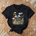 thumbnail image 7 of GaThRRgYP Going Out Tops for Women,Summer Tops for Girls,Women Mother's Day Gift Mom Flower Print Short Sleeve Round Neck T-shirt Pattern Top Black XXXL, 7 of 7