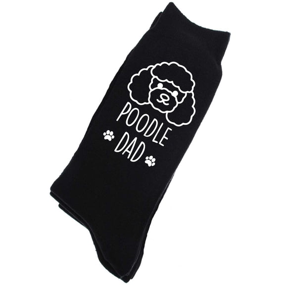Mens Poodle Dad Black Calf Socks Birthday Christmas Present Fathers Dad Husband Boyfriend Pet Present Dog