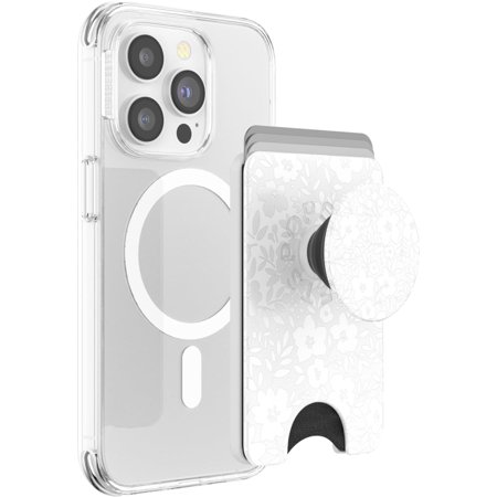 PopSockets スマホグリップ ポップウォレット+ MagSafe対応 アダプターリング付属(白いお花畑) PopWallet+ MagSafe Blanc Fresh 806927 返品種別A