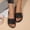 Black, variant on Eltusu Women Flat Slide Sandals, Party Open Toe PU No Slip Summer Shoes Gold Size 9