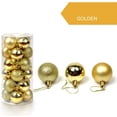 thumbnail image 2 of 24Pcs Christmas Balls Ornaments for Xmas Tree with Hang Rope - Shatterproof Christmas Tree Decorations Small Hanging Ball Gold 1.2" x 24 Pack, 2 of 5