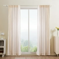52x84 Inch Natural Linen Curtains, 2 Panels Set - Sheer Light Filtering, Blackout Lined