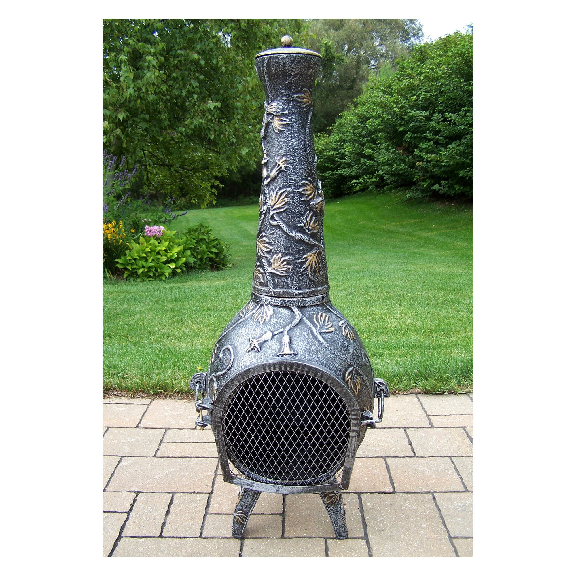 Oakland Living 45 in. Antique Pewter Leaf Chiminea by Oakland Living Corp