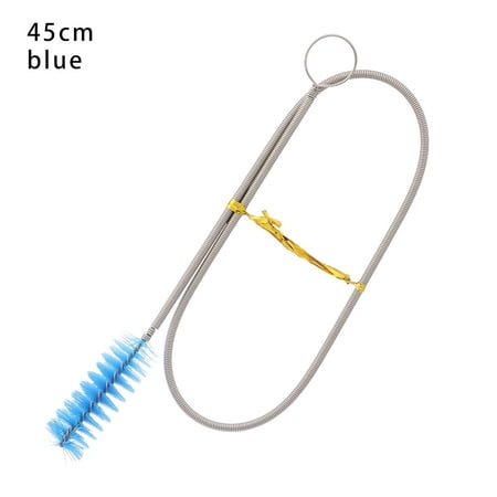 45/90/155/200cm Portable Stainless Steel Spiral Handle Aquarium Accessories Pipe Cleaner Flexible Tube Brush Cleaning Tools Hose Brush BLUE 45CM