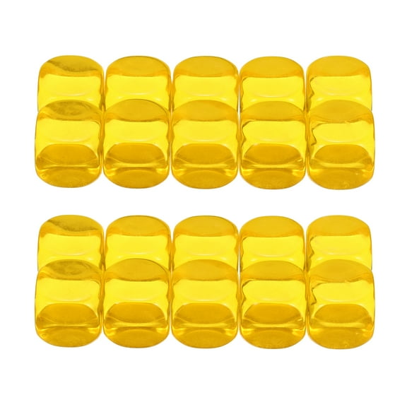 16 mm Clear Acrylic Dice Blank, 20 Pcs Standard Game Dice Rounded Corner for Board Games Teaching, Yellow