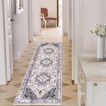 GlowSol 2'x6' Runner Rug Floral Print Area Rug Washable Bohemian Rug Vintage Persian Non-Slip Low Pile Carpet for Laundry Bedroom Foyer, Pink