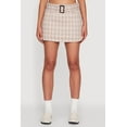 thumbnail image 3 of Womens Fleece Lined Plaid Mini Skirt with Belt, 3 of 5
