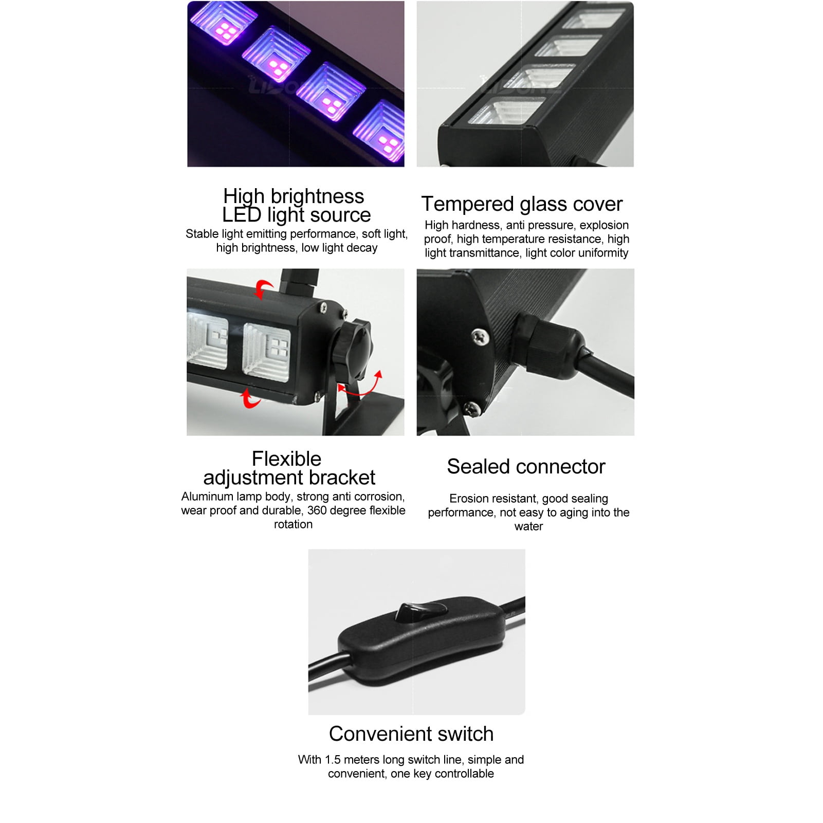 YAHHU 36W UV LED Black Light Bar 395nm Ultraviolet Wash Stage Lighting for Halloween Body Paint Glow Party 15.75 inches / 40 cm