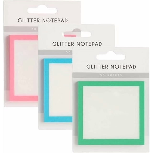 Bloc de notas transparente con purpurina, bonitos blocs autoadhesivos con diseño brillante, para oficina y viajes, blocs pequeños para listas de tareas, papelería, accesorios para blocs de notas.