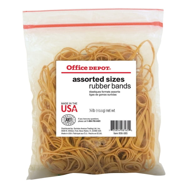 Office Depot Rubber Bands, 54, Assorted Sizes, 0.25 Lb. Bag, 2454808