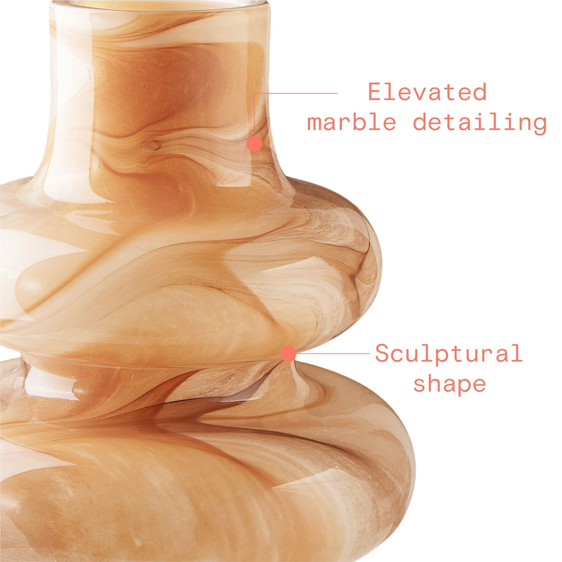 Beautiful 7.68" x 9.45" Bubble Beige Marbled Glass Vase by Drew Barrymore