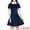 Blue, variant on INSPIRE CHIC Womens Peter Pan Contrast Collar Short Sleeves Flare Dress XS Black