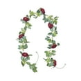 thumbnail image 2 of Kugisaki Christmas Decoration Christmas Floral Garland With Red White Flowers 6.7FT Green Foliage Holiday Decoration For Mantel Doorway And Staircase Indoor Outdoor Christmas Decor, 2 of 6