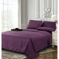 thumbnail image 3 of Celine Linen Holiday Gift Dobby Stripe 1500 Series Percale Wrinkle and Fade Resistant (6-Piece) Bedding Set, King, Sangria Purple, 3 of 3
