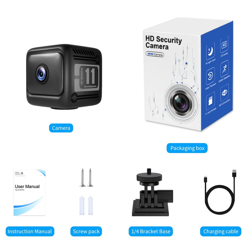Mini Wireless Security Camera 1080P Battery Powered Indoor Outdoor PIR Motion Detection & 0 Lux Night Vision Cloud/SD Storage 4-User Live View Wire-Free Home Security Camera