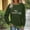 02 Army Green, variant on YueHuiYing Women's Oversized Hoodless Sweatshirt with Short English Phrase Print Round Neck Long Sleeves - Everyday Versatile